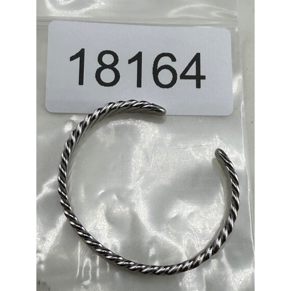 Vintage Flatten Chain Silver Tone Cuff Bracelet 5.5" - Picture 7 of 7